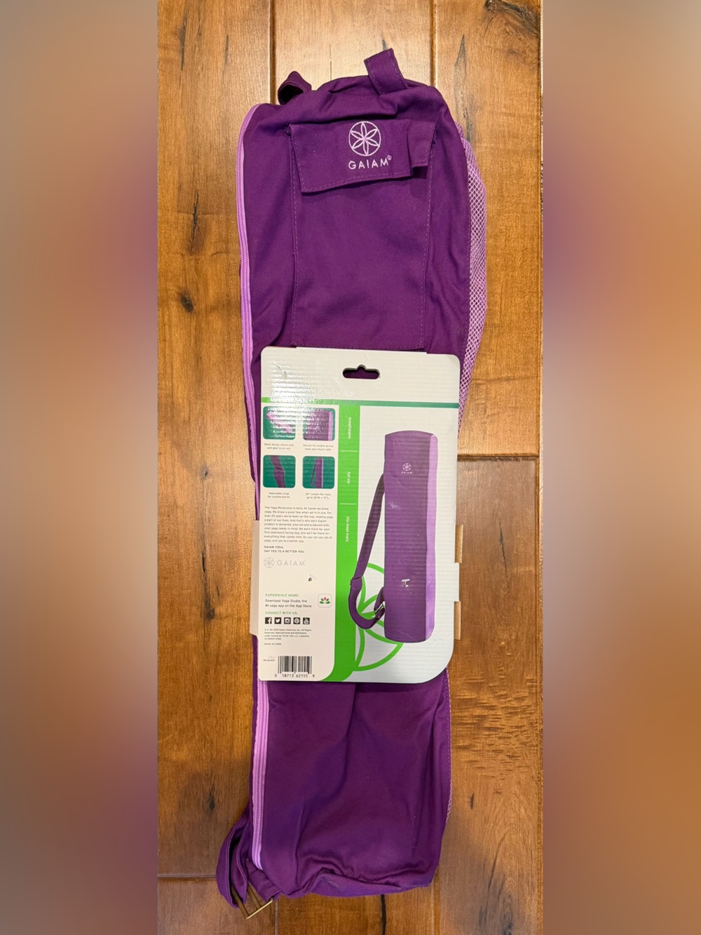 GAIAM Purple Mesh-Trim Yoga Mat Bag